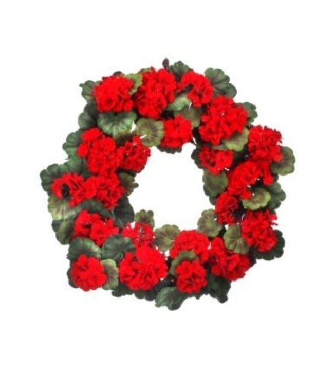 24" Velvet Mature Geranium Wreath