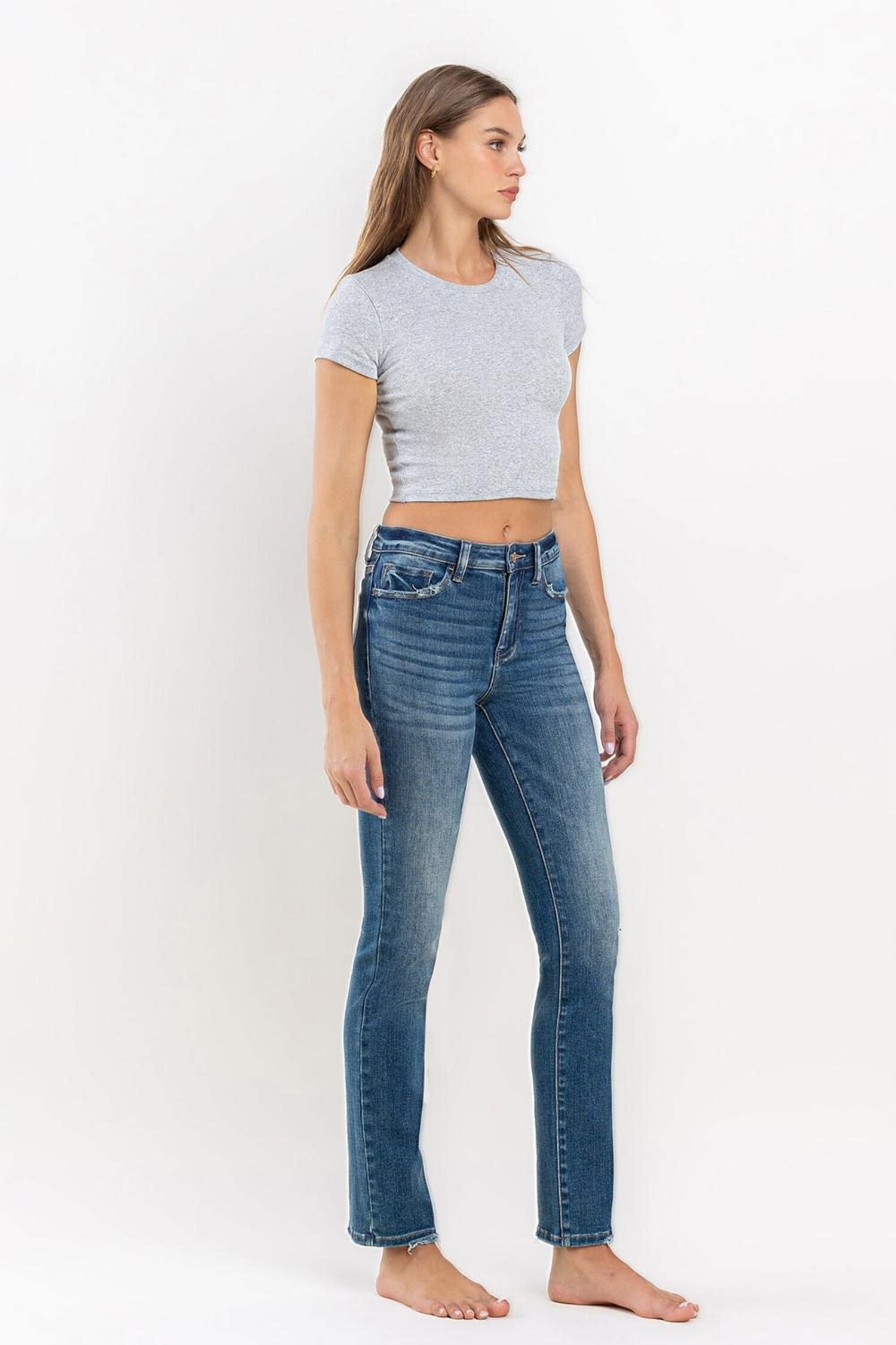 Janine High Rise Stretch Slim Straight Jeans - Amber Marie and Company
