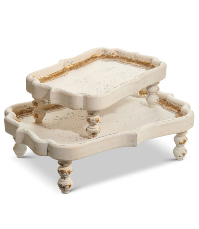 Distressed White Footed Trays