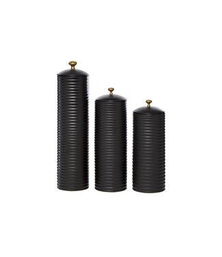 TEXTURED BLACK CERAMIC JARS