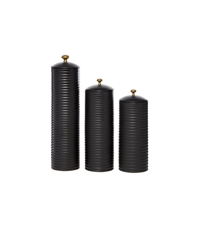 TEXTURED BLACK CERAMIC JARS