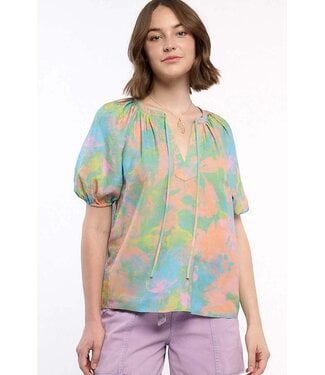 Aliyah Abstract Printed With Self Tie Blouse