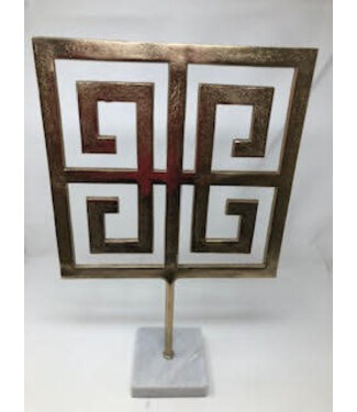 Golden Square Accent Decor on Marble Base