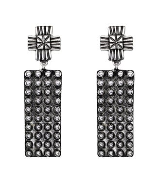 Silver Black Cross Earrings