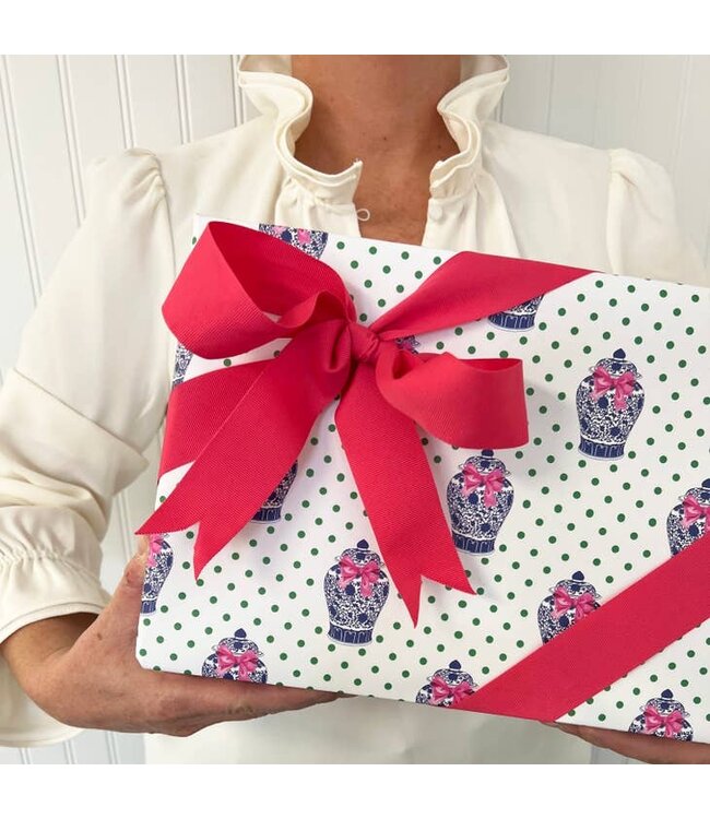 Ginger Jar with Pink Bow Gift Wrap Sheets