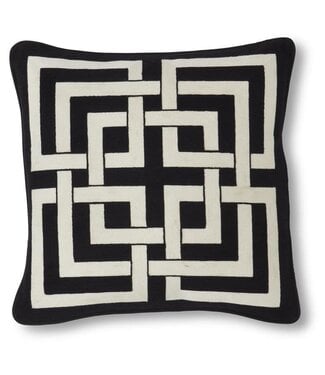 20" Square Black Acrylic Pillow w/ White Interlocking Squares