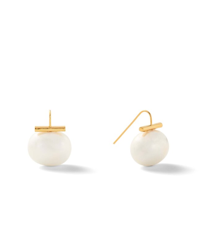 Large Pebble Pearl Ear Wire