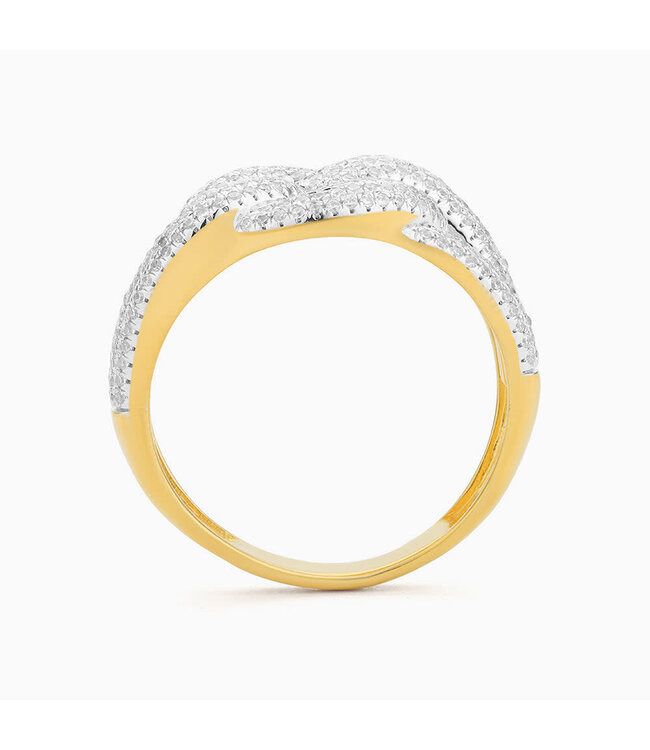 ELLA STEIN Love Knot Cuban Link Full Diamond Statement Ring