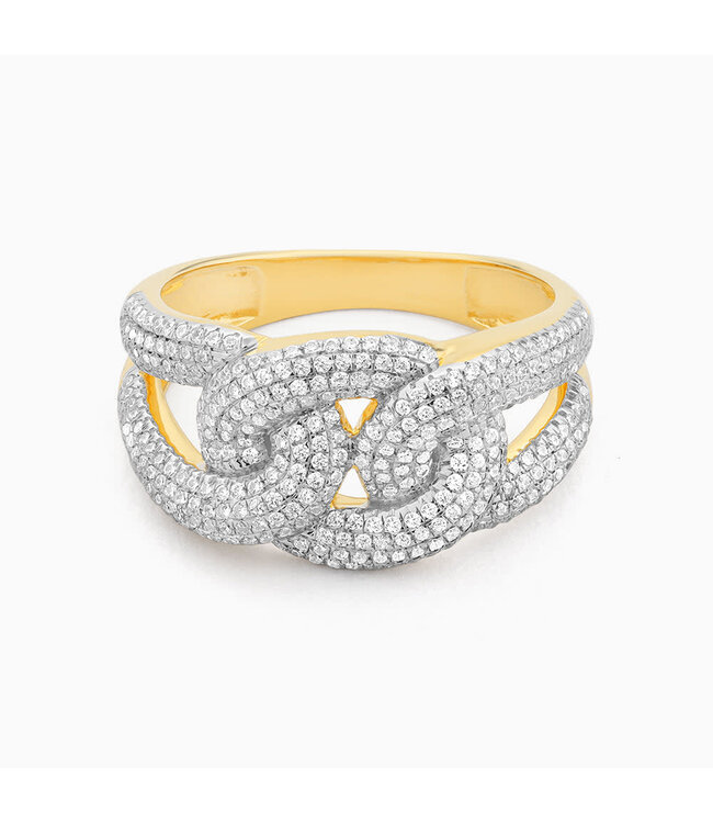 ELLA STEIN Love Knot Cuban Link Full Diamond Statement Ring
