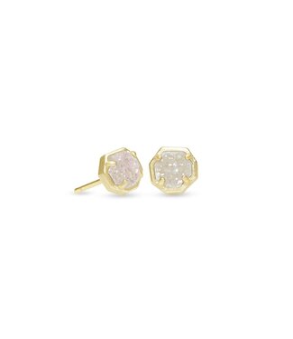 KENDRA SCOTT Nola Gold Stud Iridescent Drusy Earrings