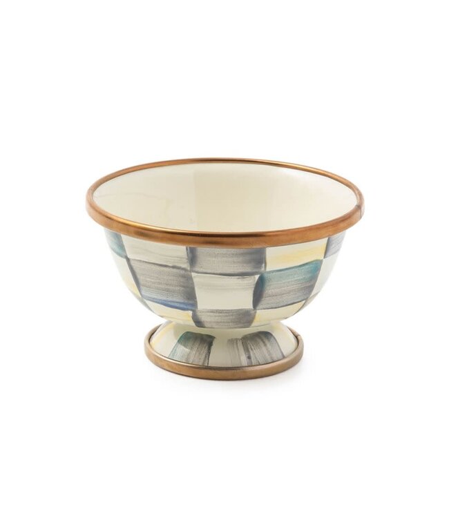 MACKENZIE CHILDS Sterling Check Enamel Little Sugar Bowl