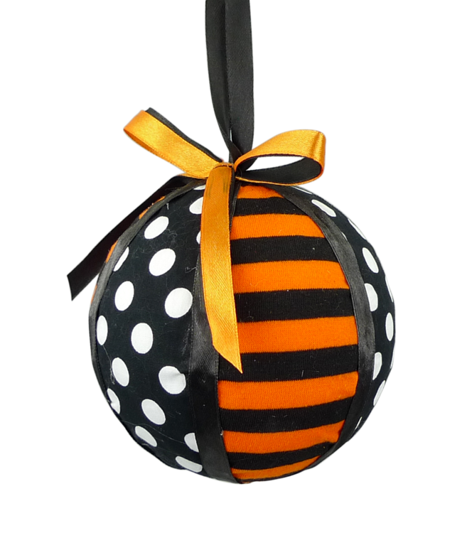 Orn Polkadot Stripe Ribbon ball