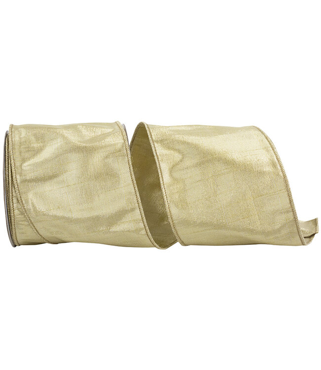 4" Metallic Dupioni Texture Colors Wired Edge Ribbon