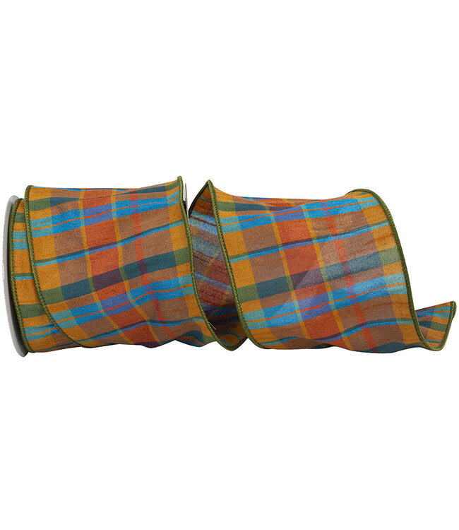 Tierra Plaid Sunset Wired Edge Ribbon