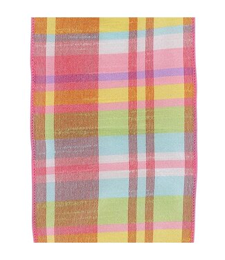 Dupioni Sherbert Plaid Wired Edge Rd, Multi, 4 Inch, 10 Yards