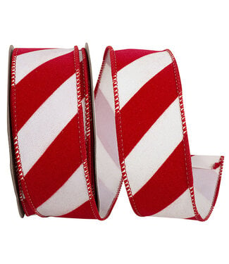 Candy Cane Grand Velvet Stripe Outdoor Polypro Wired Edge Ribbon