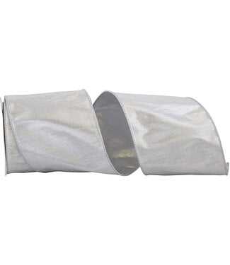 Dupione Lame Metallic Wired Edge Ribbon 4x10Y Silver