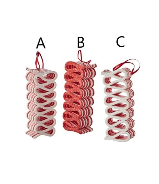 4" Red and White Ribbon Candy Ornament