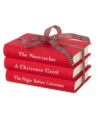 8" Red Stacked Christmas Books