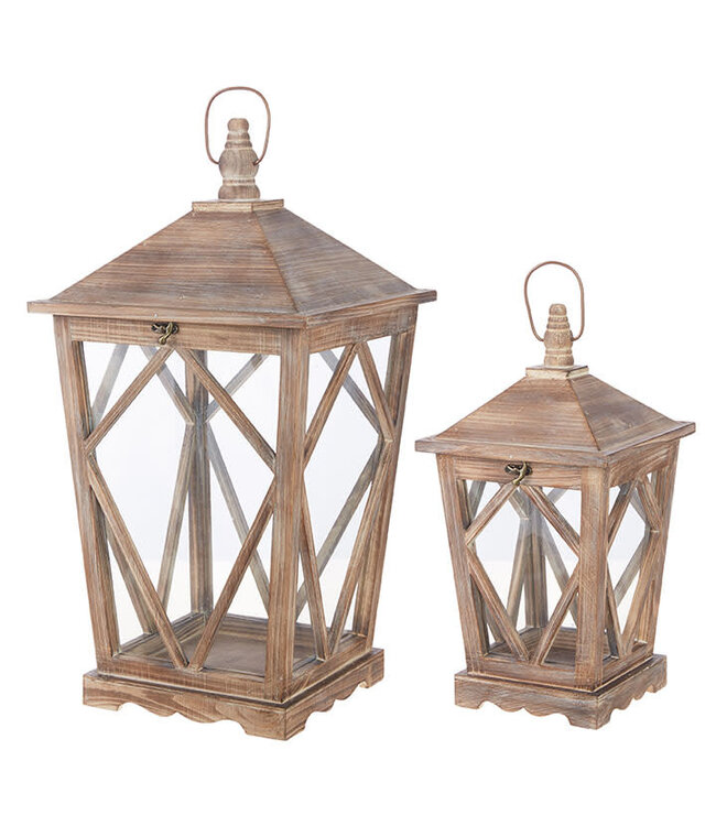 Light Wood Square Lantern