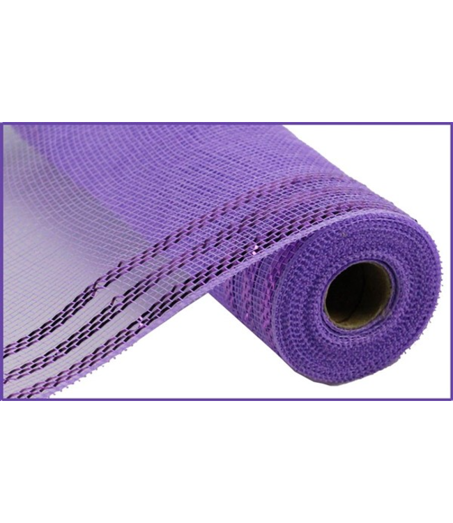 10.5"X10yd Border Stripe Metallic Mesh Ribbon
