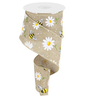 2.5"X10yd Bumble Bee/Daisy On Royal
