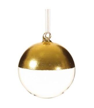 4" Glass Ball Ornament - Clear/Gold