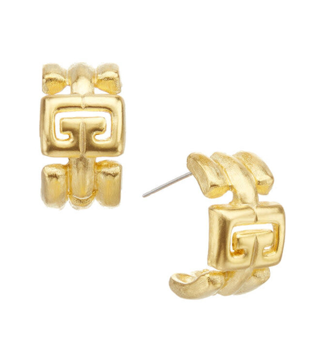 SUSAN SHAW Greek Key Hoops