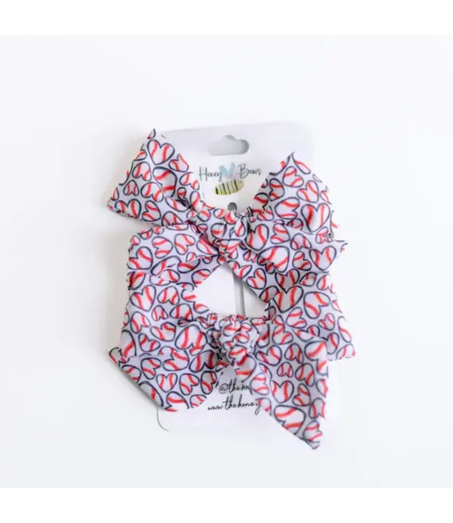 Baseball Small Bow on Clip