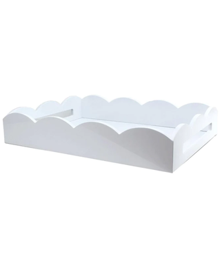 ADDISON ROSS White Medium Lacquered Scallop Serving Tray
