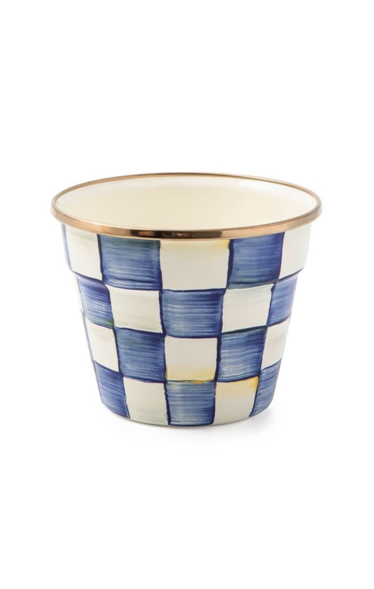 Royal Check Enamel Garden Pot Small Amber Marie and Company