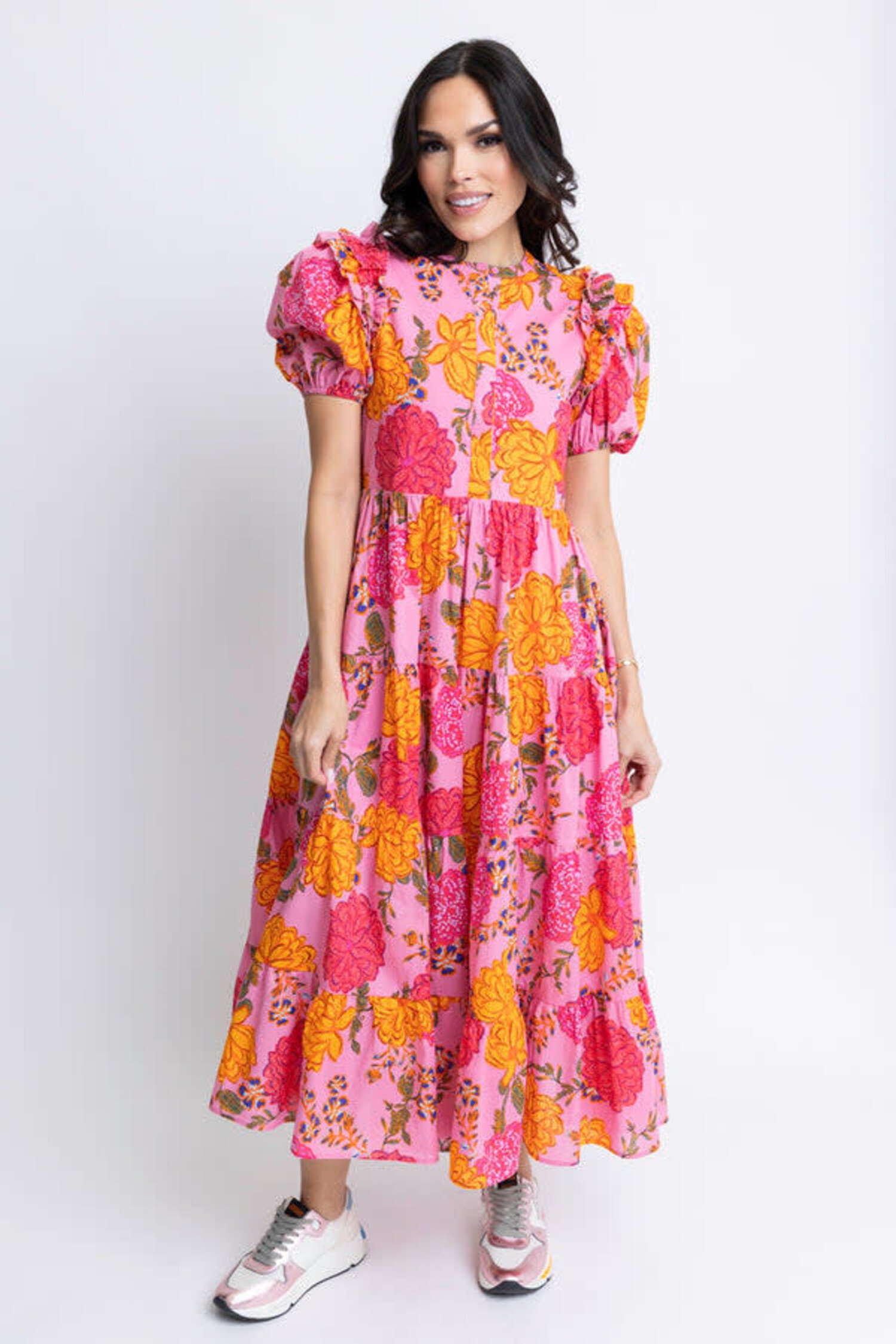 Mary Floral Puff Sleeve Tier Maxi Dress - Amber Marie and Company