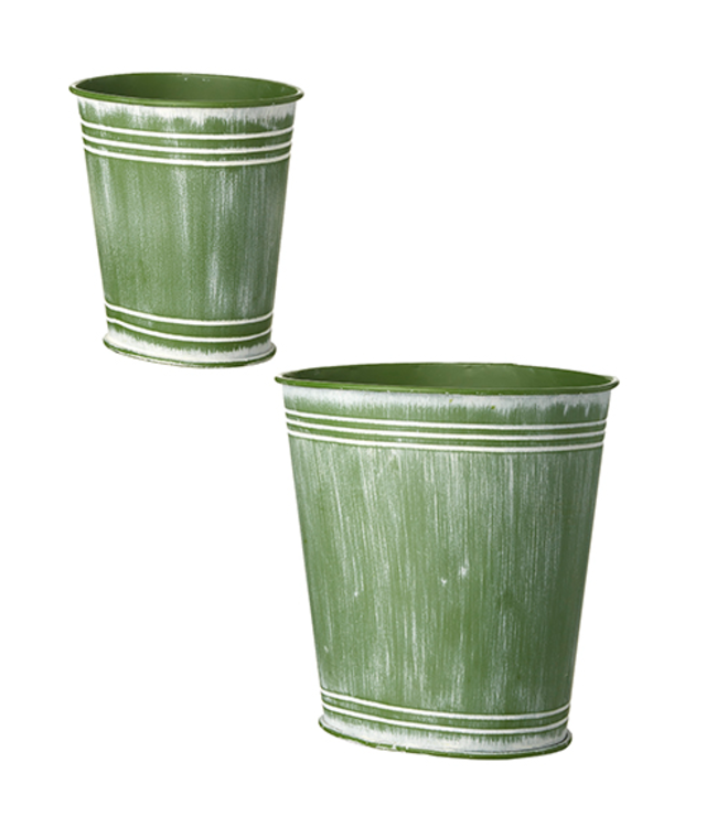Whitewashed Green Bucket