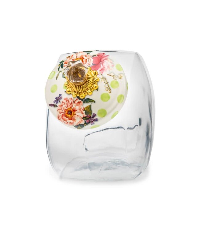 MACKENZIE CHILDS Cookie Jar With Wildflowers Enamel Lid - Green