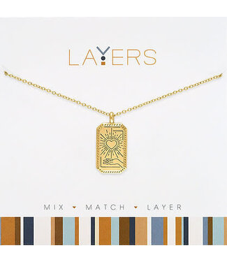 Gold Heartburst Tag Layers Necklace