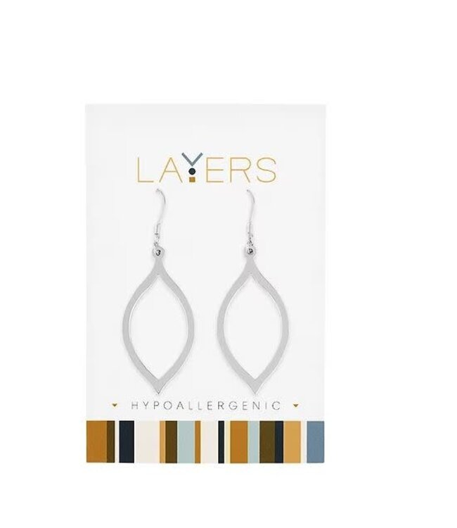 Silver Oval Dangle Layers Earrings