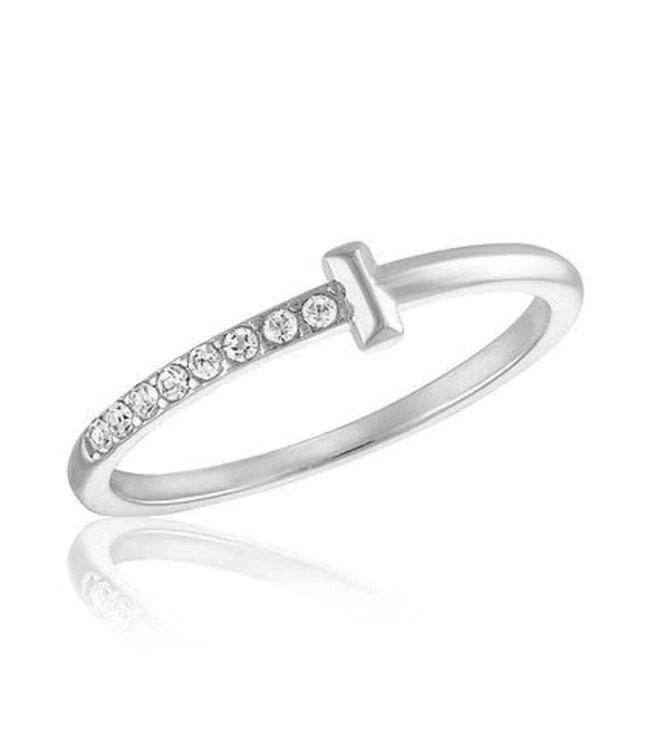 Half CZ "T" Stack Ring