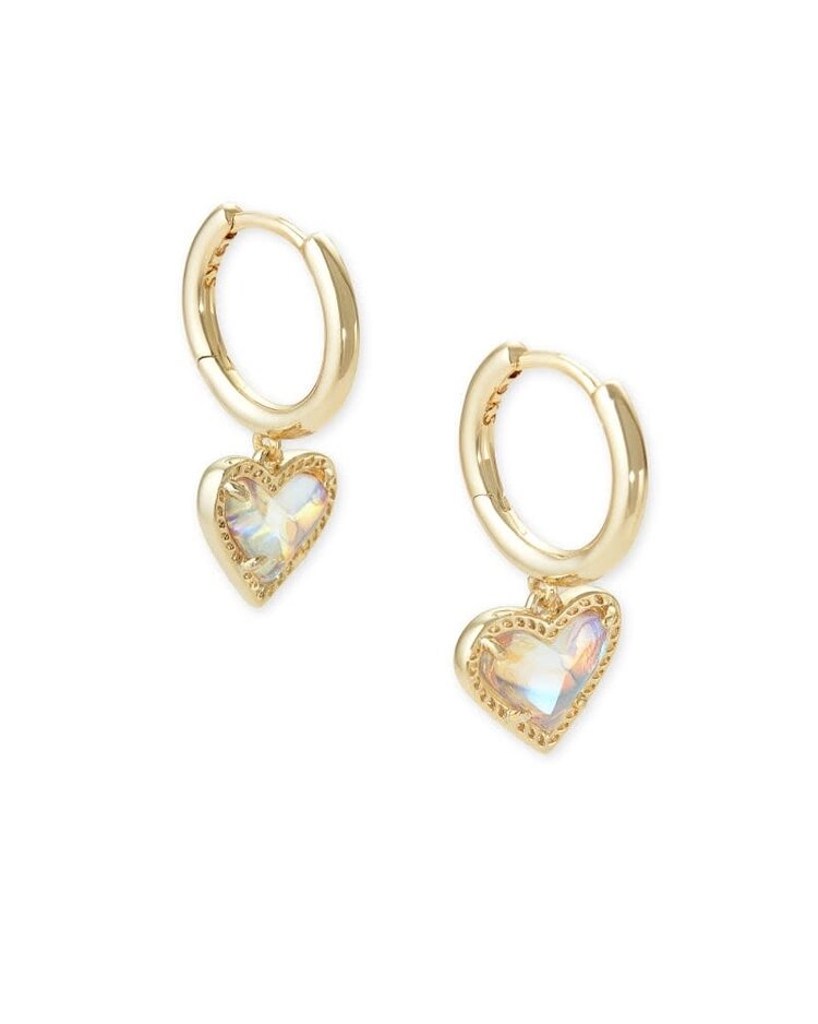 KENDRA SCOTT Ari Heart Huggie Ear Gold Dichroic Glass Earrings - Amber ...