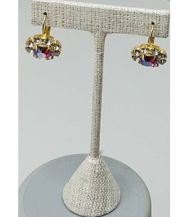 JERE BIJOUX Gold Earrings Round Stone Pave