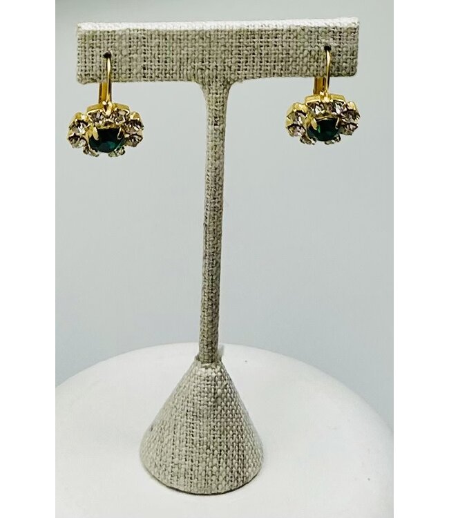 JERE BIJOUX Gold Earrings Round Stone Pave