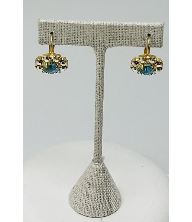 JERE BIJOUX Gold Earrings Round Stone Pave