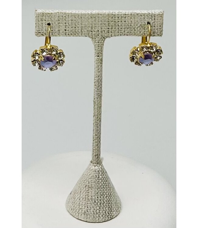JERE BIJOUX Gold Earrings Round Stone Pave