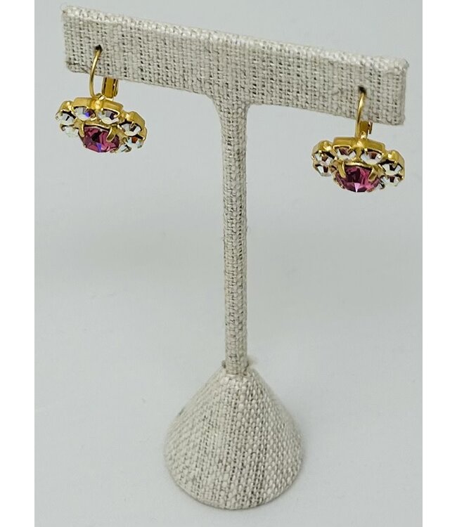 JERE BIJOUX Gold Earrings Round Stone Pave