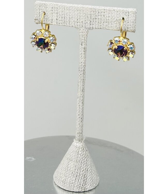 JERE BIJOUX Gold Earrings Round Stone Pave