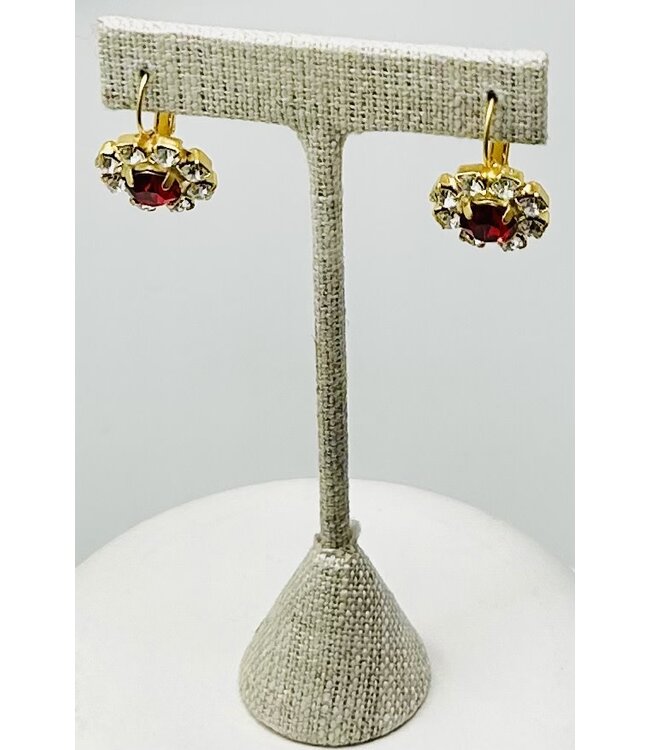 JERE BIJOUX Gold Earrings Round Stone Pave