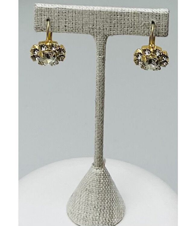 JERE BIJOUX Gold Earrings Round Stone Pave