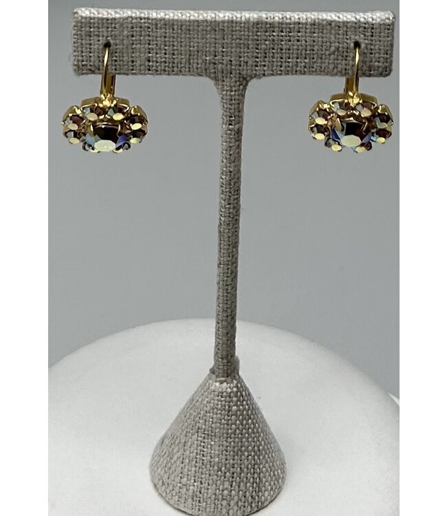 JERE BIJOUX Gold Earrings Round Stone Pave