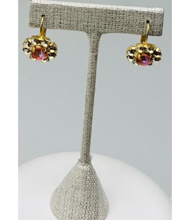 JERE BIJOUX Gold Earrings Round Stone Pave