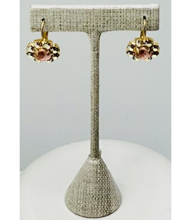 JERE BIJOUX Gold Earrings Round Stone Pave