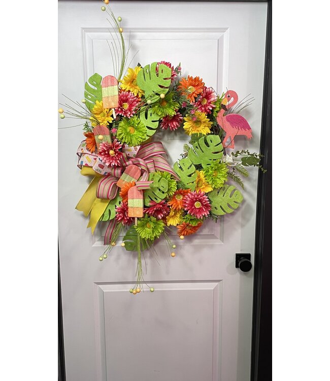 Summer Flamingo Wreath